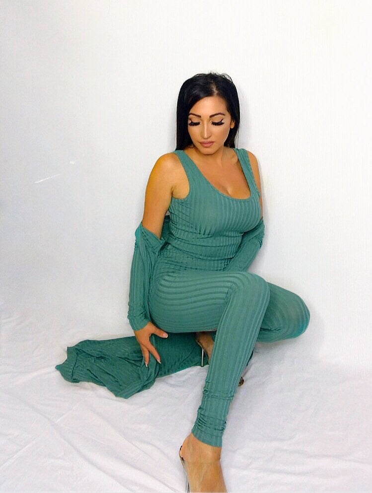 Ensemble-vert-3-Pièce-Côtelé-femmebranchee