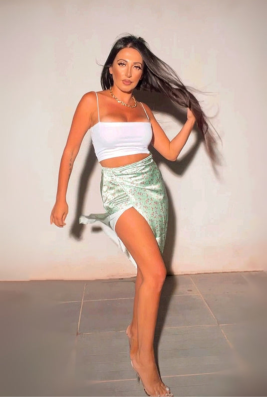 JUPE MI-LONGUE À IMPRIMÉ FLORAL FEMMEBRANCHEE