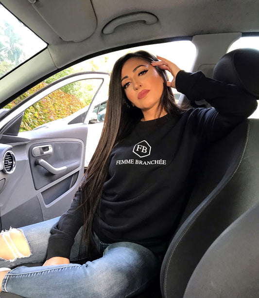 FEMME BRANCHÉE Sweat col rond noir
