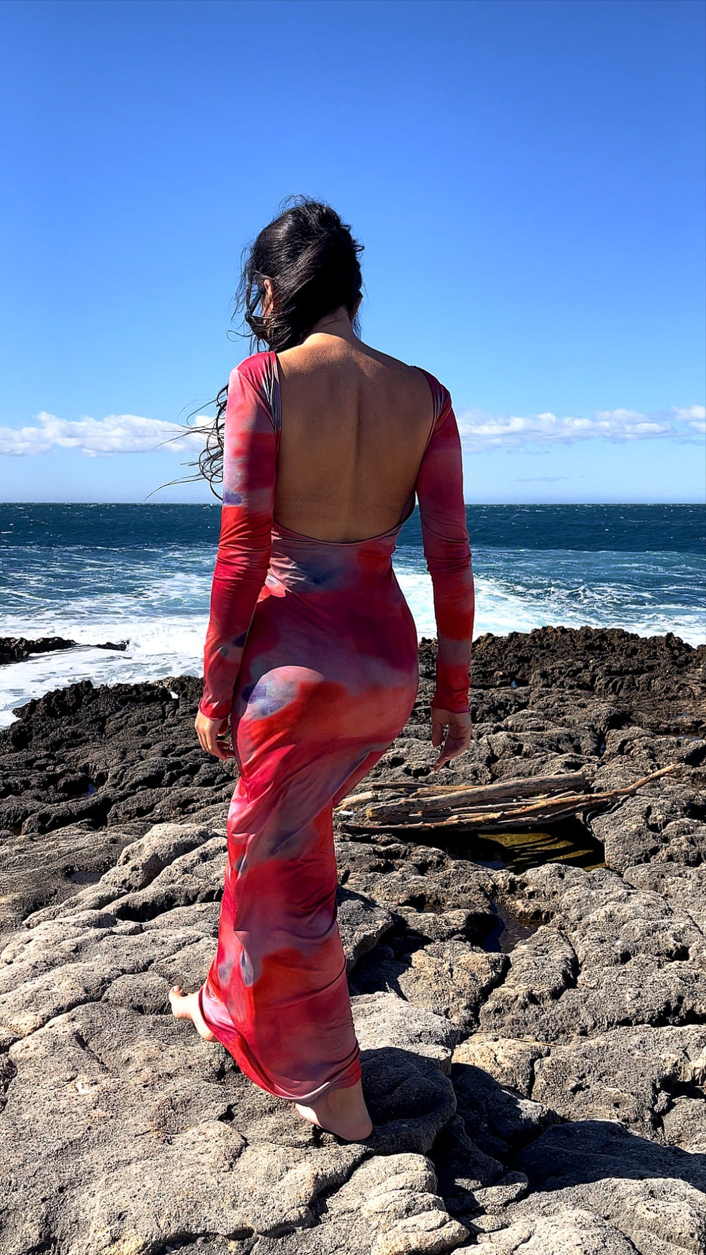 ROBE LONGUE IMPRIMÉE DOS NU