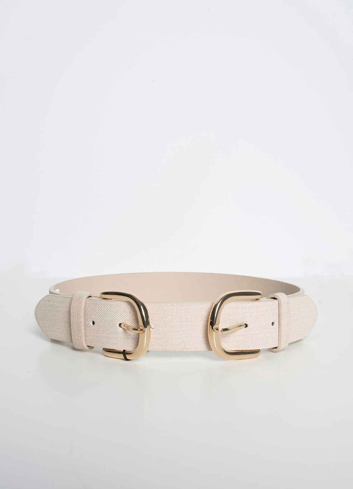 CEINTURE DOUBLE BOUCLE EN BEIGE